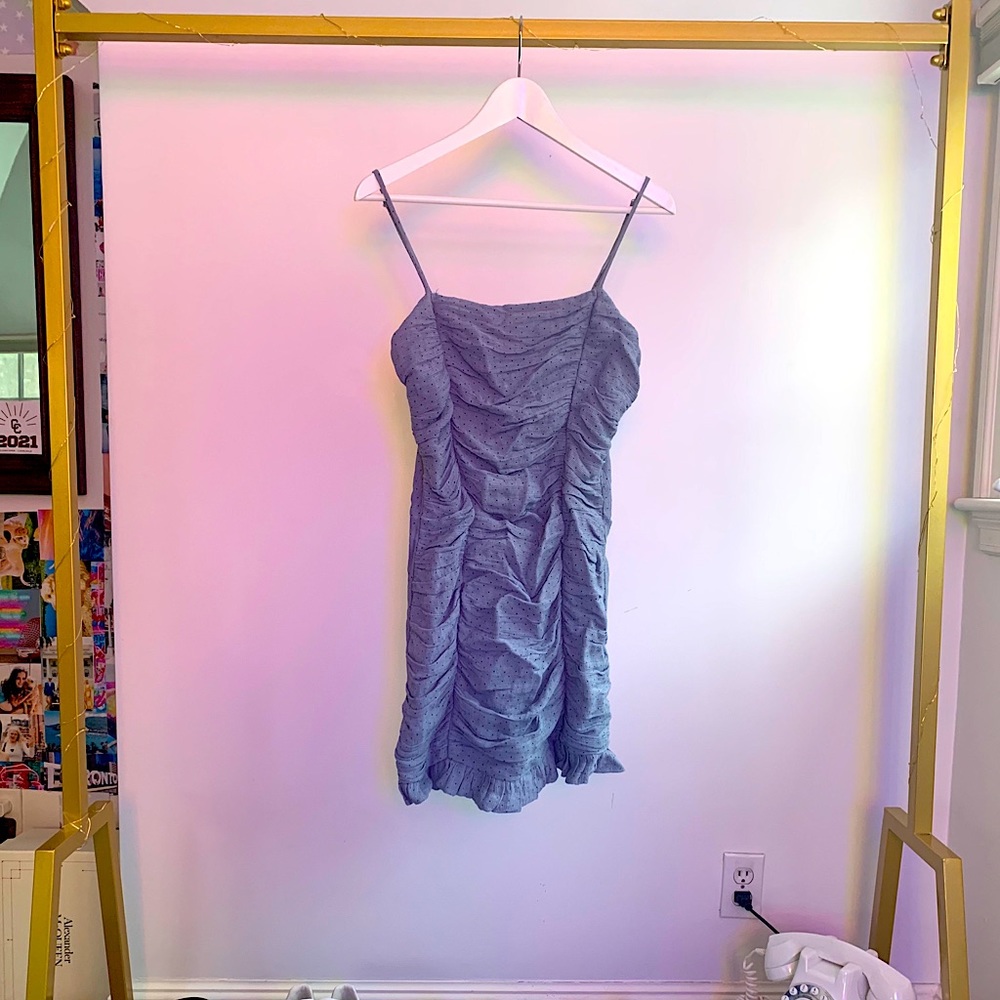 Ruched Mini-Dress with Polka Dots